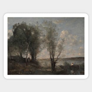 Boatman among the Reeds by Jean-Baptiste-Camille Corot Sticker